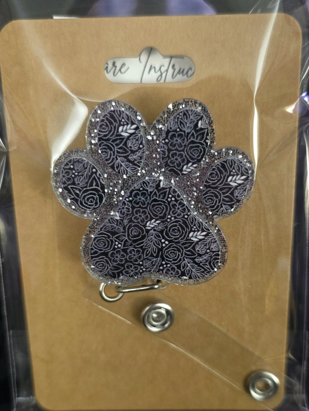 Paw Print Novelty Badge Reel - Retractable ID Holder